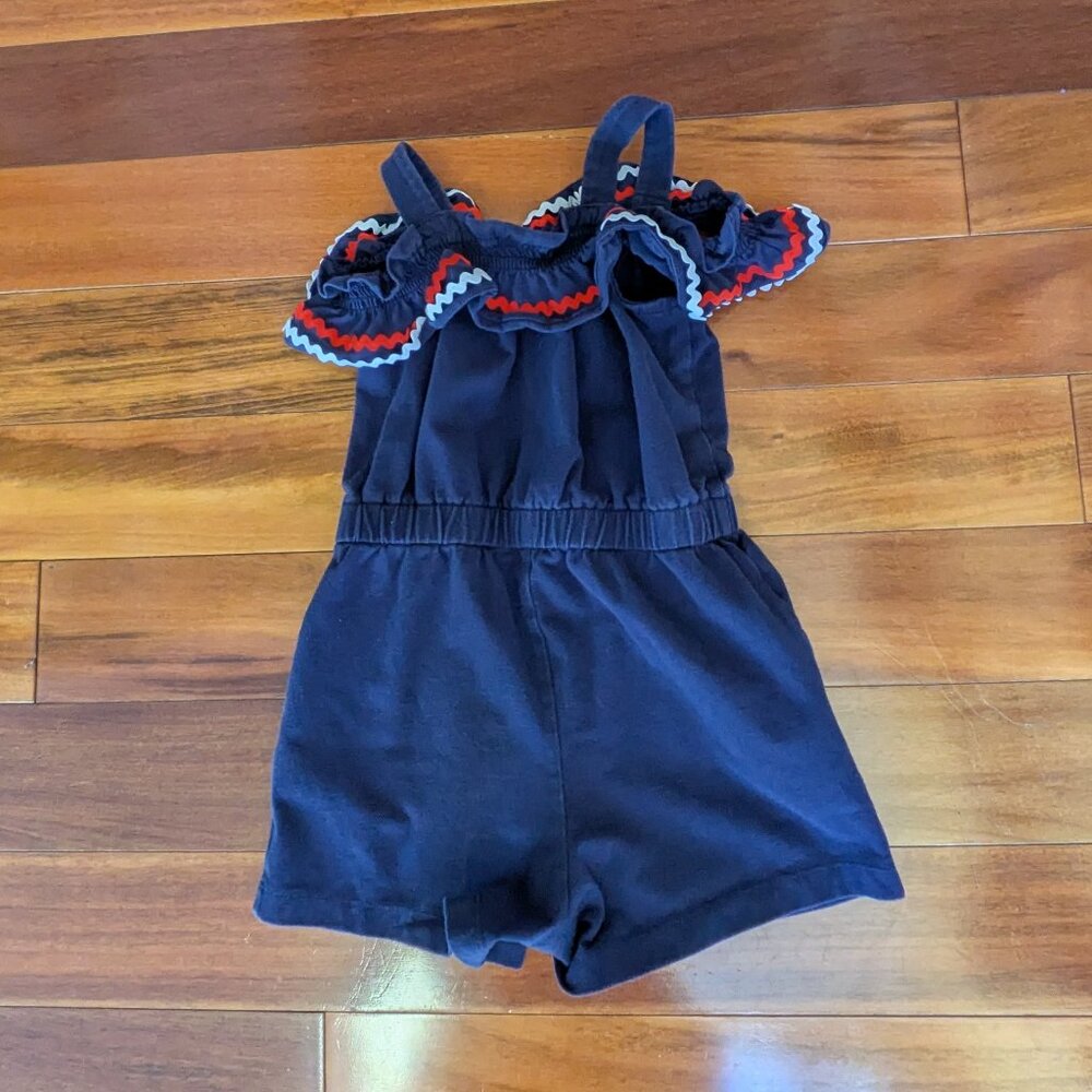 Janie and Jack Romper Ric Rac Trim Cold Shoulder Romper (2T)